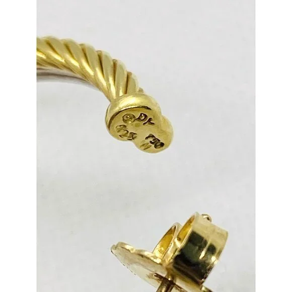 SOD!!! David Yurman 18K Yellow White Gold Diamond 47mm Crossover Hoop Earrings - Picture 7 of 14